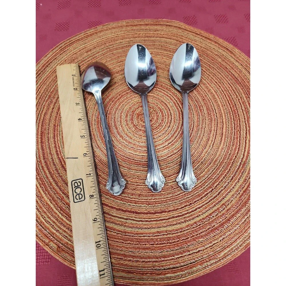 Pfaltzgraff Meridian Flatware 3 Large Serving Spoons 18/0 Stainless Steel 8 Inch
